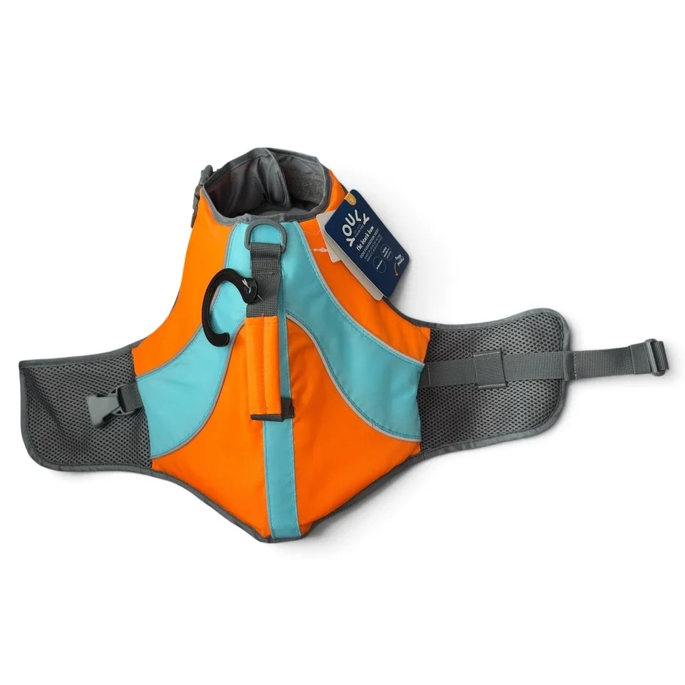 Youly The Beach Bum Dog Life Jacket Flotation Vest Orange Blue Small Handle NWT